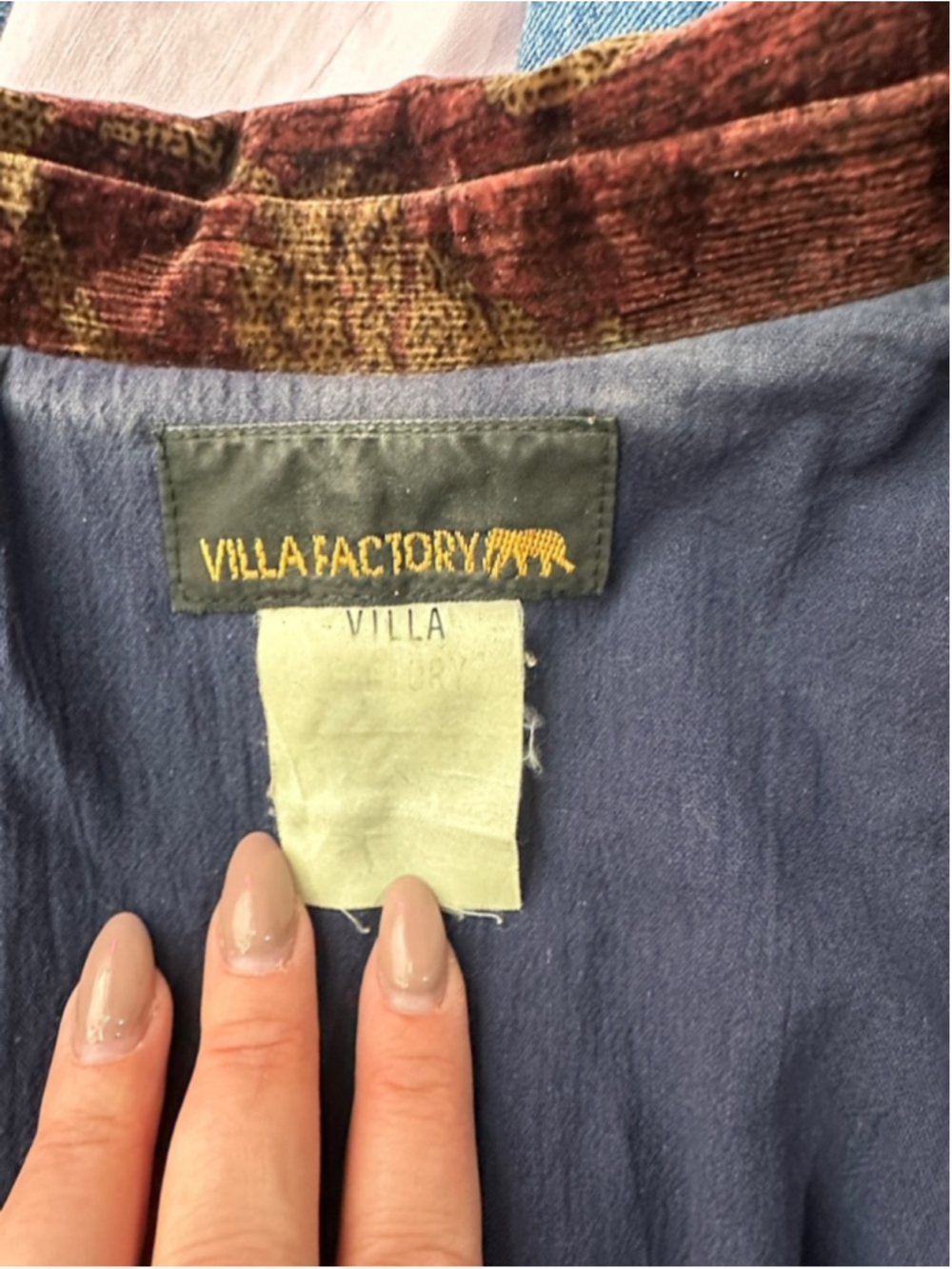 Vintage 90s Village Factory Velvet Patchwork Tapestry Statement Coat boho sz sm - Picture 5 of 9